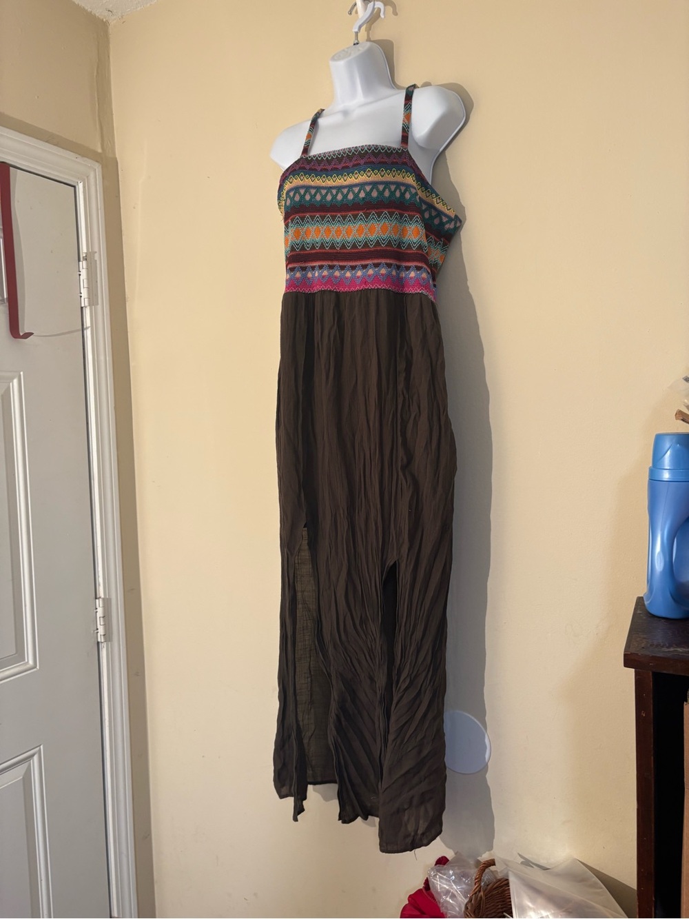 #Sleeveless Maxi Dress with Multicolor Embroidered Accents! Cool! #Boho-Chic